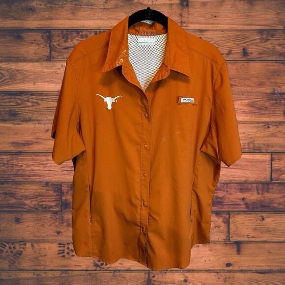 5 for $25🔥Columbia Texas Longhorn's Burnt Orange Button Front Shirt XL - Picture 1 of 10